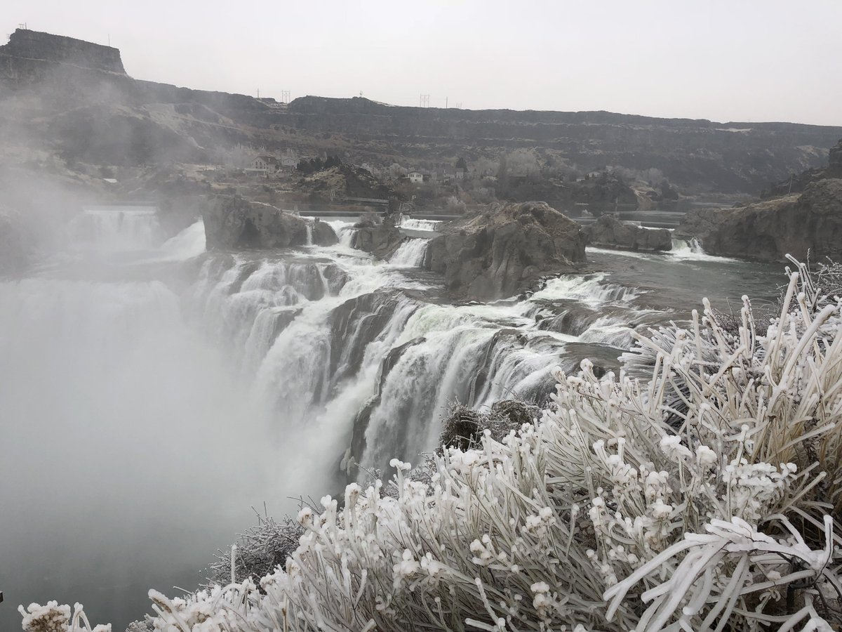 Shoshone falls east of twin falls displays a frosted winter wonderland
