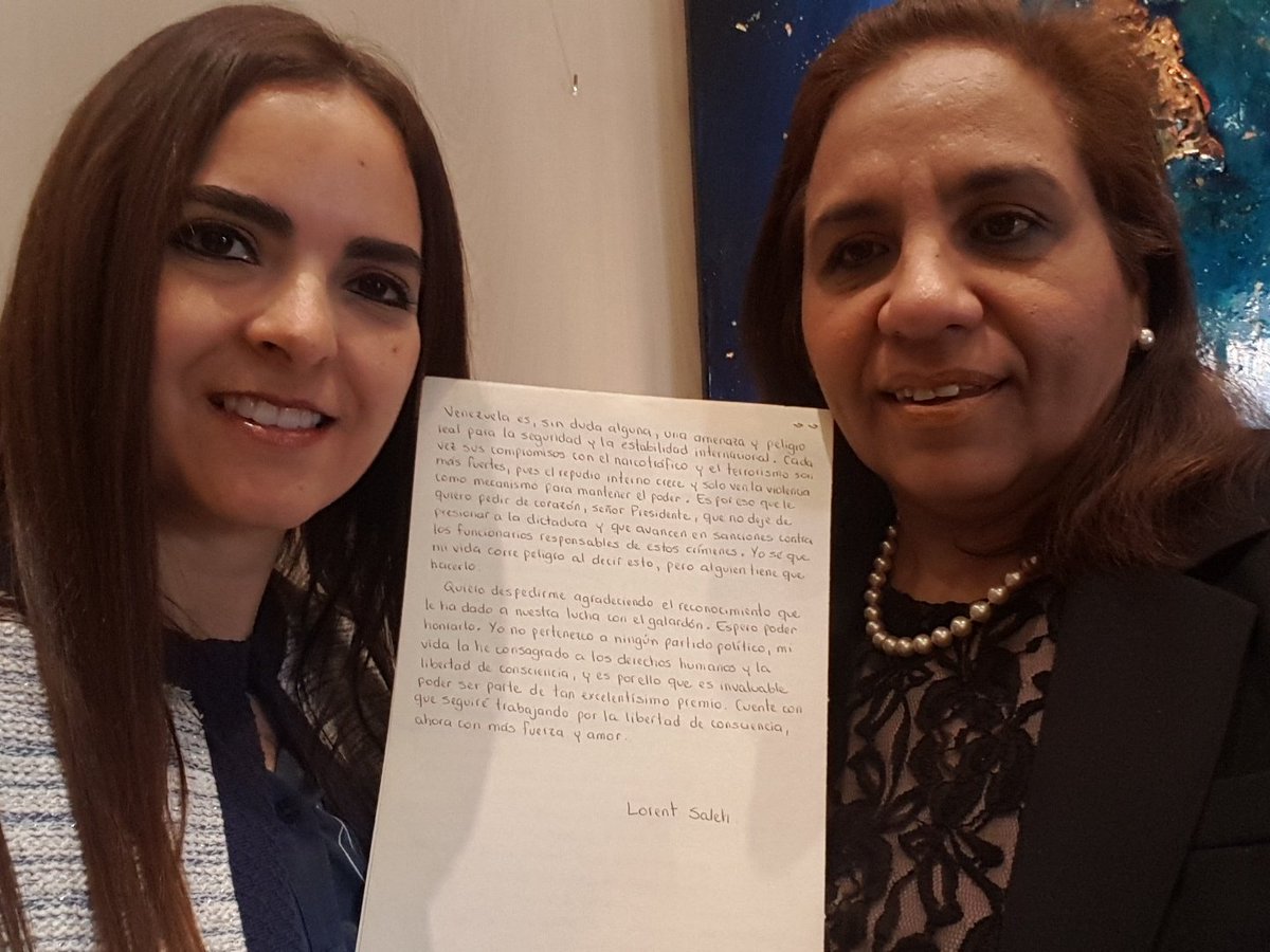 yamisaleh's tweet photo. Mi hijo @LORENT_SALEH envió esta carta al Presidente Tajani @ep_tajani agradeciendo su solidaridad con #Venezuela y reafirmando su lucha desde la prisión por los #derechoshumanos y la Libertad de Conciencia https://t.co/FBouLfiAWK