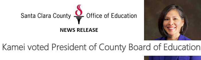 SCCOE NEWS RELEASE: Kamei voted President of County Board of Education ow.ly/2X2630heJuz