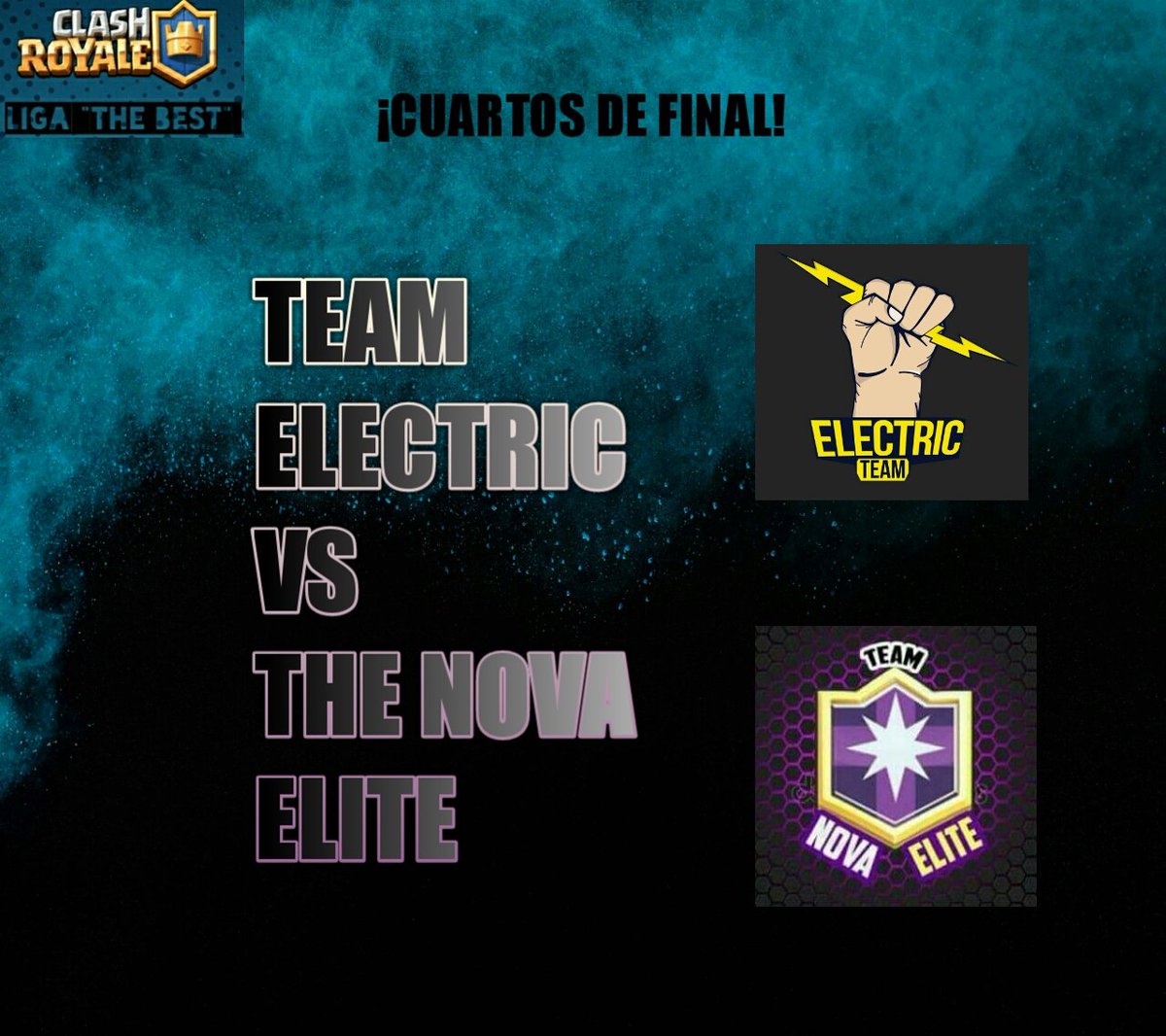 LigaTheBest's tweet photo. SEGUNDO ENCUENTRO DE ¡CUARTOS DE FINAL!📣📣📣📣 
@TeamElectric_CR 
VS
@Nova_elite31 
¡SUERTE! 📣📣📣
#ClashRoyale #LigaClashRoyale https://t.co/oZimiSsooZ