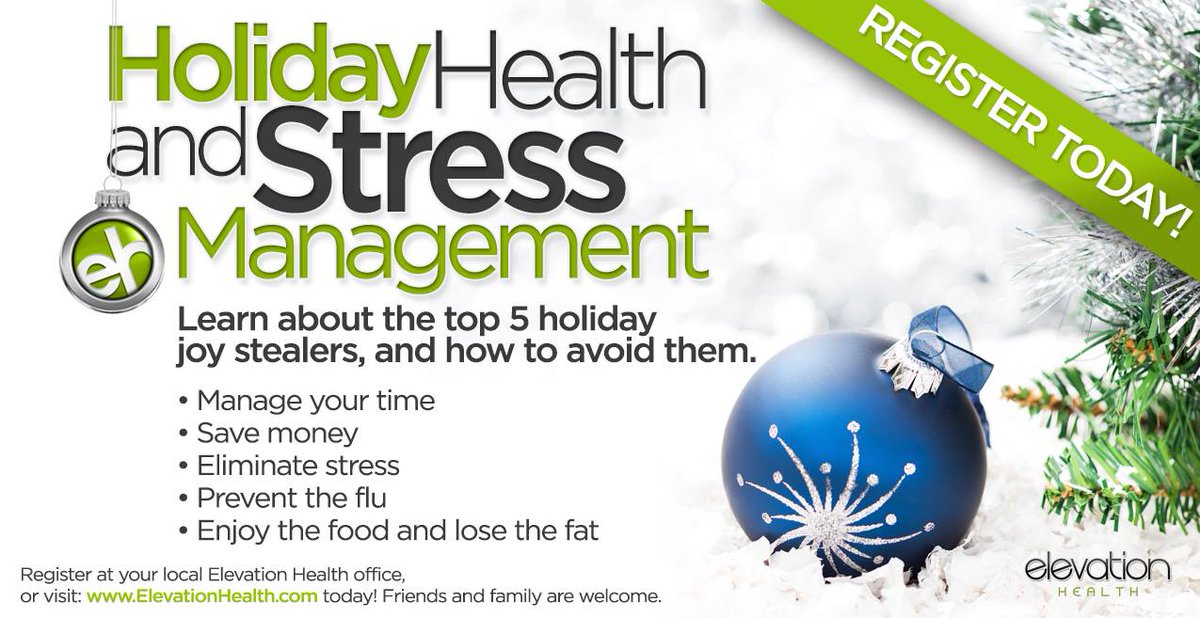 Join us next Monday at 6:30 pm @ the Lake Mary Events Center for the Holiday Health &amp; Stress Survival Workshop.  Call 407-333-2277 to register.