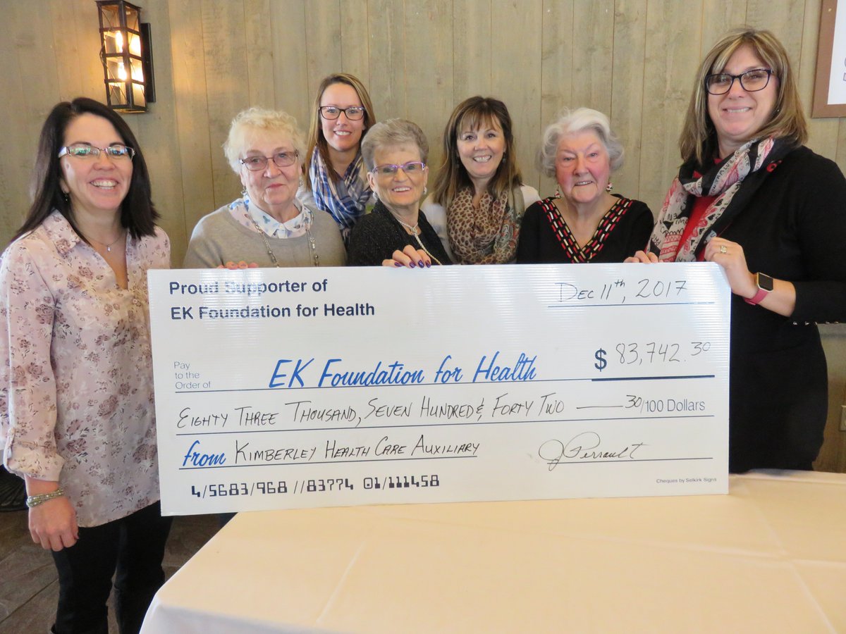 The Kimberley Health Care Auxiliary (KHCA) contributes $83,742.30 to the East Kootenay Foundation for Health’s (EKFH) 10th Annual Starlite Campaign! ekfh.ca/recent-announc…