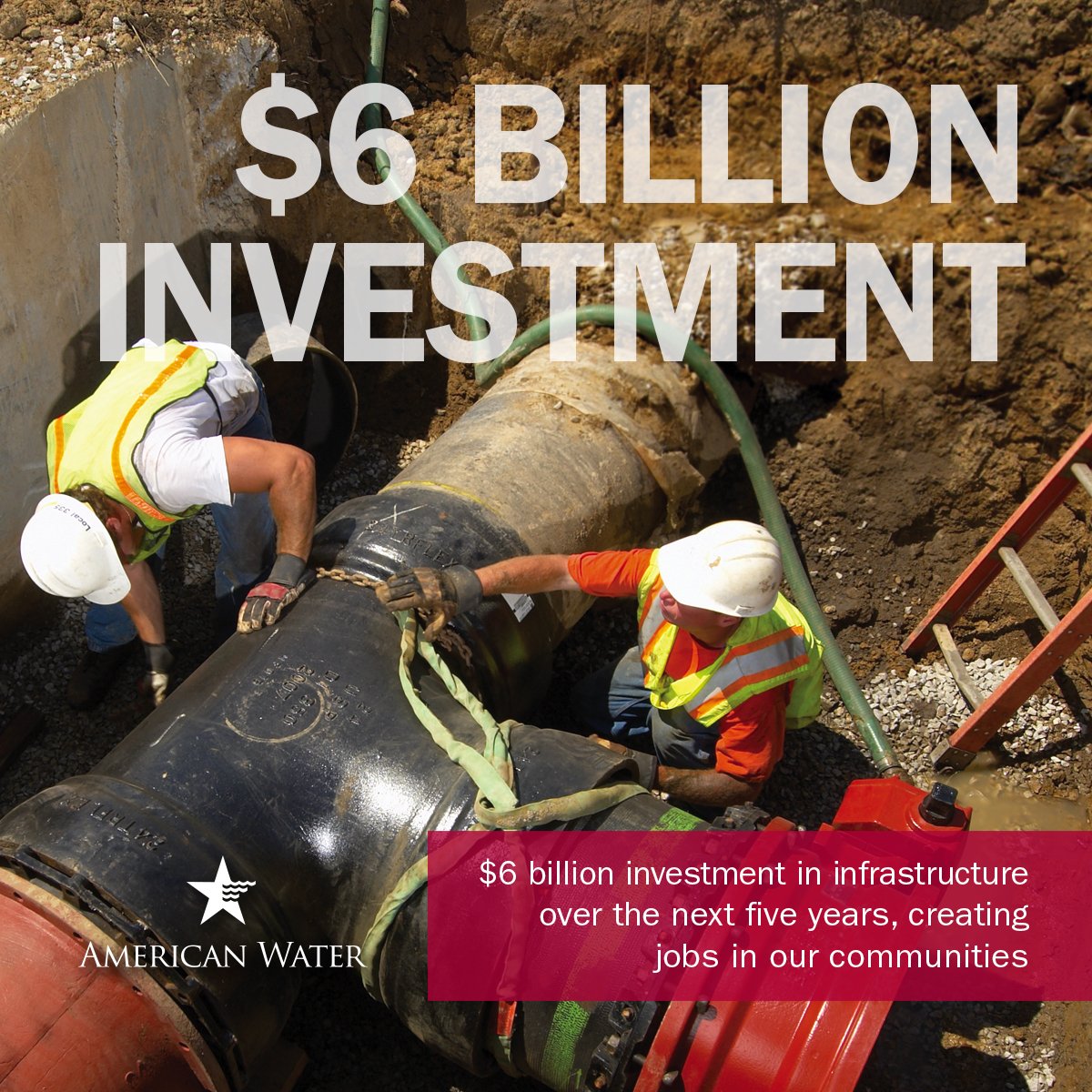 amwater's tweet photo. As we know from @ASCETweets #ASCEreportcard, there is an urgent need to upgrade the nation’s infrastructure. Broken and leaking water pipes currently waste 1.7 trillion gallons each year in the U.S. https://t.co/SUUrqzEvc9 https://t.co/2TBioCOMZu