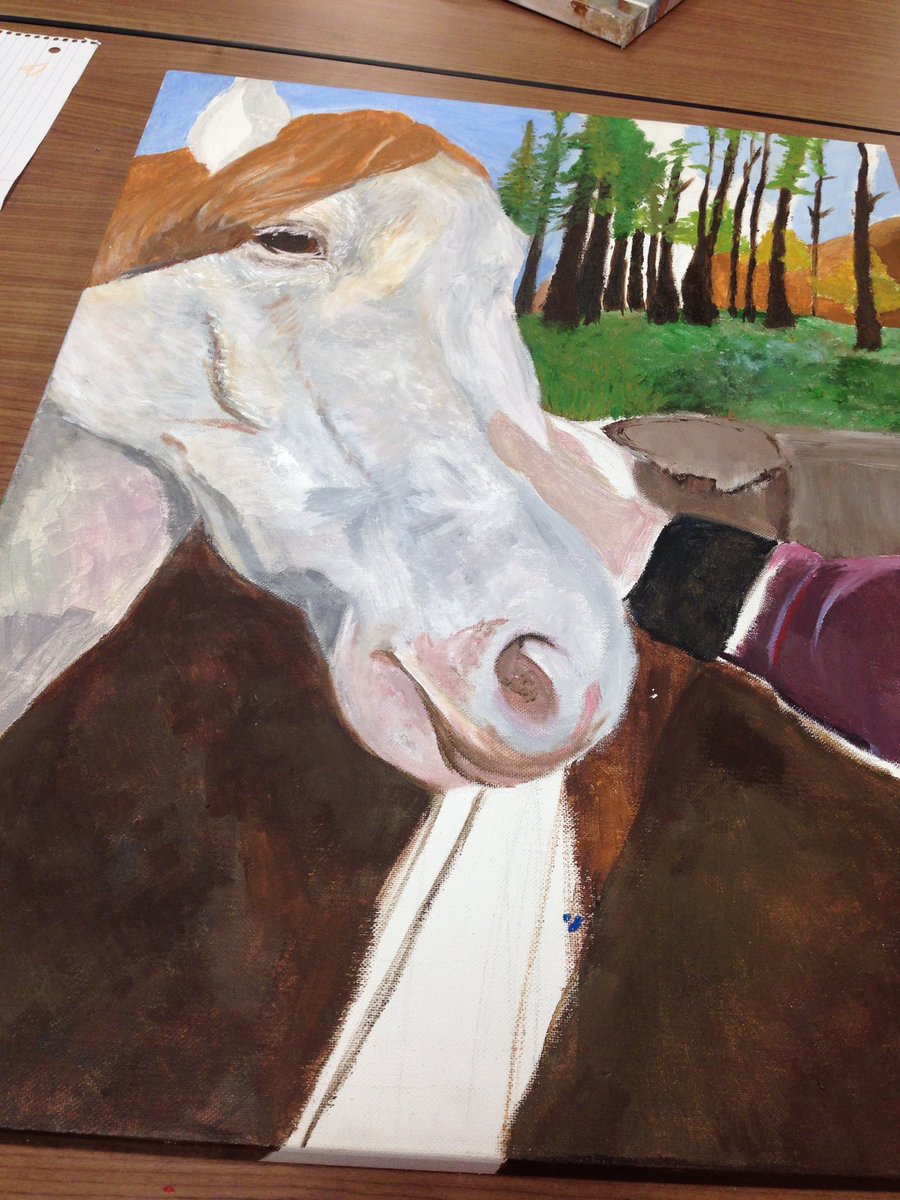 CBHS_VisualArt's tweet photo. the AP art students aren't horsing around, they're Rodeo Art pieces are moo-ving along nicely #RodeoPuns #yeehaw https://t.co/WN7lUJCAQj