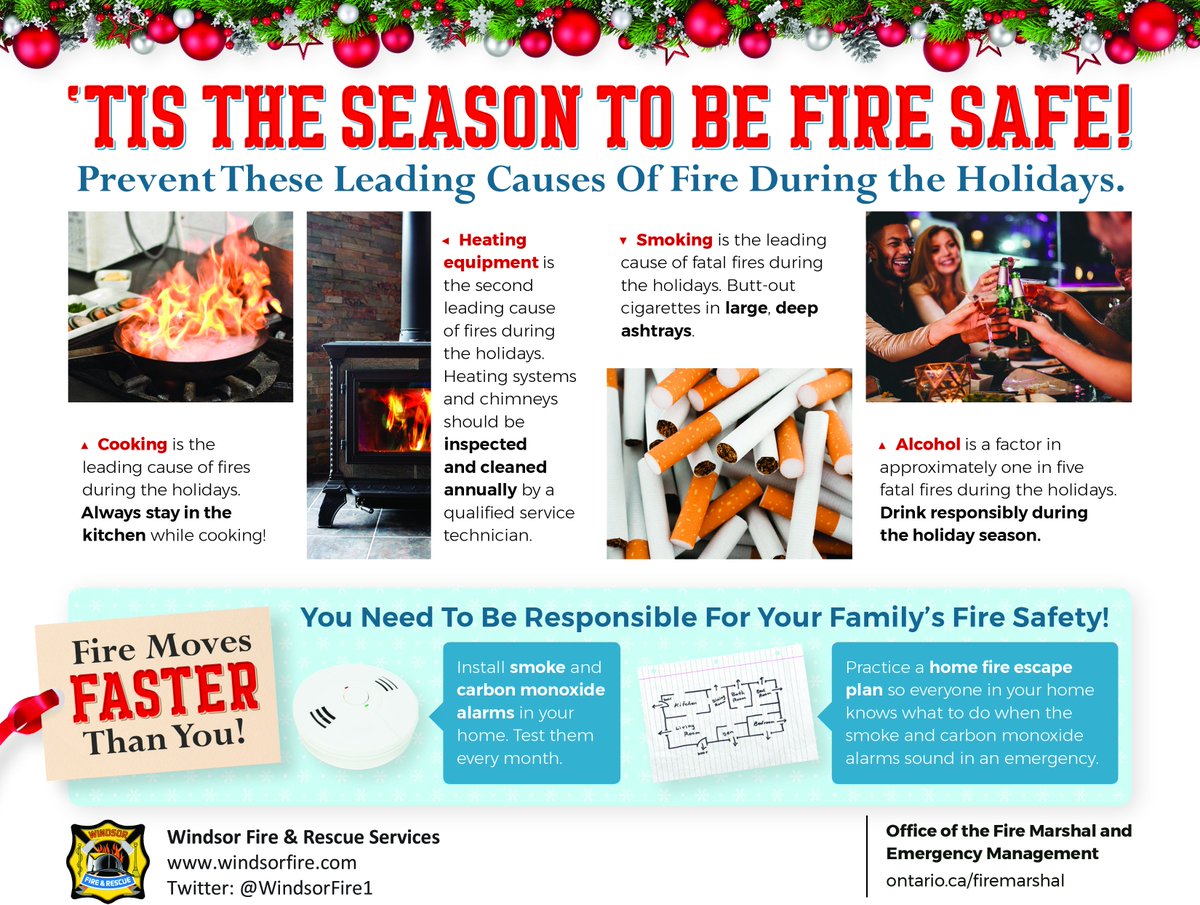WindsorFire1's tweet image. Prevent these leading causes of fires during the holiday season . #YQG #HolidaySafety