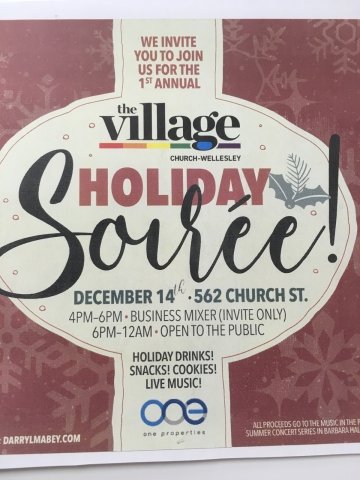 MarkTaraMusic's tweet photo. VILLAGE HOLIDAY SOIREE!
TODAY!! 6pm-Midnight!
562 Church St
It'll be a #GayOlTime
I hope to see YOU there!
@ChurchWellesley
#LGBT
#Toronto https://t.co/calrLwvZog
