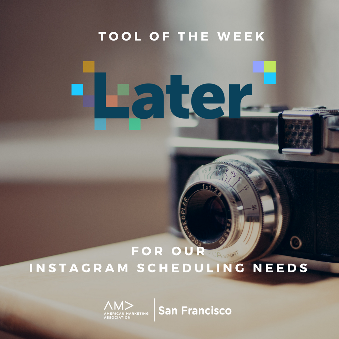 AMASanFrancisco's tweet photo. Upload, schedule, post. The #AMASF #TooloftheWeek is @latermedia! Using Later, we've been able to easily schedule posts to Instagram using a single dashboard. #socialmediamarketing #tooloftheweek #later #instagram #schedule #tool #mediatool #marketingtip #marketing #ama https://t.co/Ir2OqFQyVJ