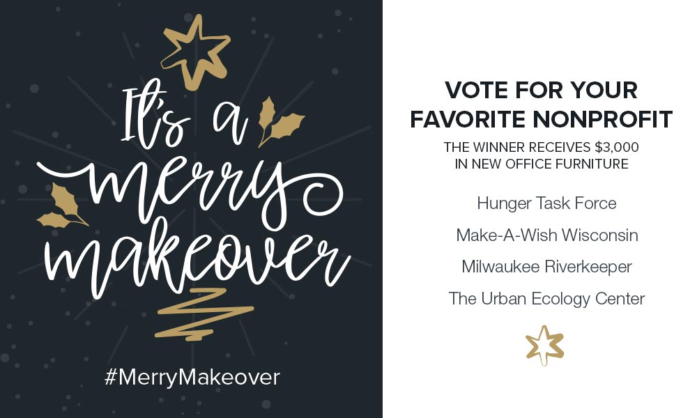 NBFonline's tweet photo. Don't forget to vote for one of the hard-working nonprofits from today's #WhyWeWork #TwitterChat to win $3,000 in new office furniture in this year's #MerryMakeover >> https://t.co/OF0r81J0jb

@hungertaskforce @MakeAWishWI @urbanecology @mkeriverkeeper https://t.co/XuZKTjyVOr