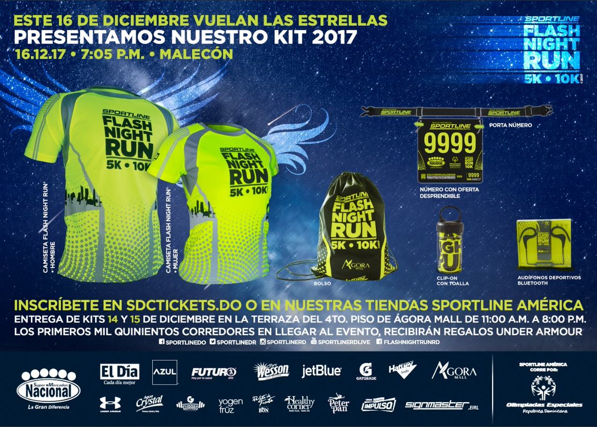 Agoramallrd's tweet photo. Busca tu kit hoy y mañana en nuestro Nivel 4  de 11:00 am A 8:00 pm. Inscripciones disponibles a través de https://t.co/QfpD8hFk9l y en la tienda Sportline América RD en nuestro Nivel 2. #flashnightrunrd #AgoraMall https://t.co/c2jcmerpoW
