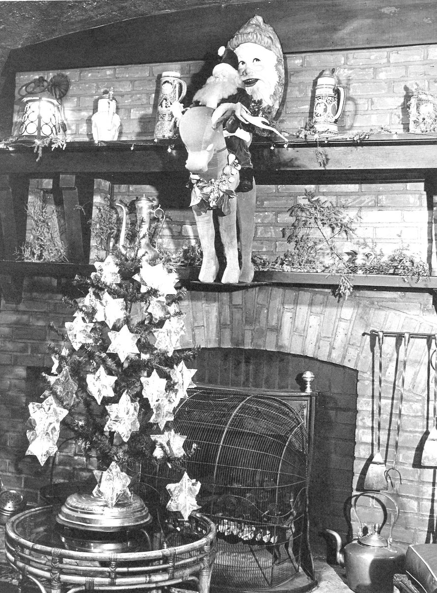 Happy to get in on the #creepysanta action. One of our favorites is St. Nick atop this eerie blank-eyed reindeer, overseen by his own likeness in the background! (Christmas display in the Rathskellar, early 1900s)