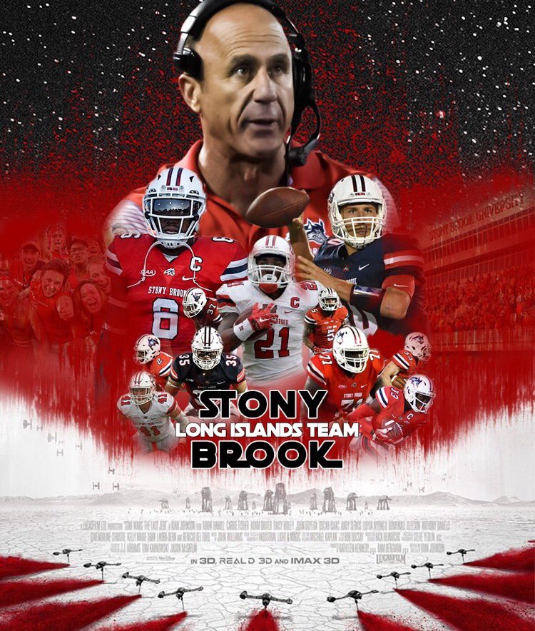 Coach_Hatch's tweet photo. It’s opening night for #StarWarsTheLastJedi but you already know where the FORCE stays at! @StonyBrookFB #HOWL https://t.co/TpmIpTM9wo