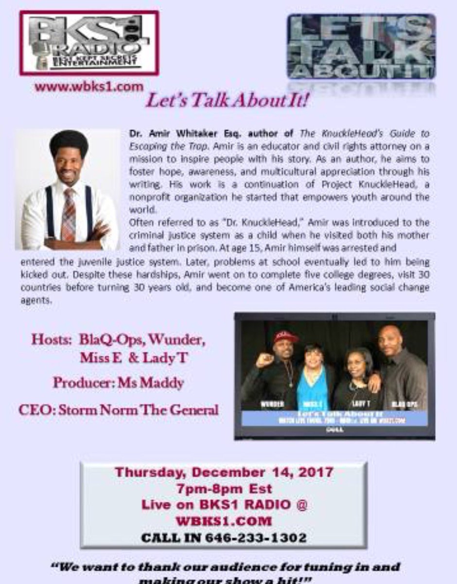 Tune in for another thought provoking show with the cast and crew of Let's Talk About It!