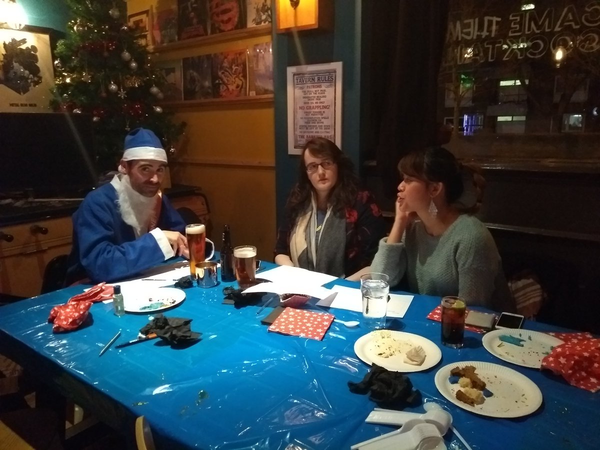 Gamerbake's tweet photo. Judges doing judging! @tom_donegan @MilkyyBoi @studioanisa - all thinking over the delicious treats. #gamebake https://t.co/xyGwNCZ1wh
