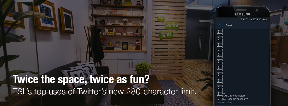 TheSocialLights's tweet photo. We had our fun with #280characters, but what new opportunities does the update bring for marketers?

Find out on our blog: https://t.co/mvR1Wwxabw https://t.co/2swEHq7goi