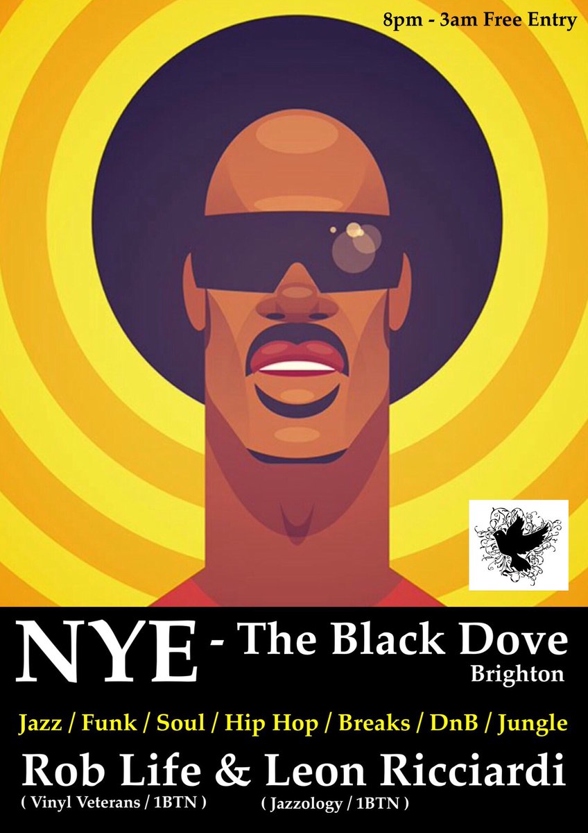 JazzologyUK's tweet photo. NYE @BlackDoveBTN 8pm - 3am
#vinyl #brighton #jazz #funk #soul #hiphop #dnb #jungle #NYE2017 #NYE #whatsonbrighton #roblife #leonricciardi https://t.co/v5eAVupxLu