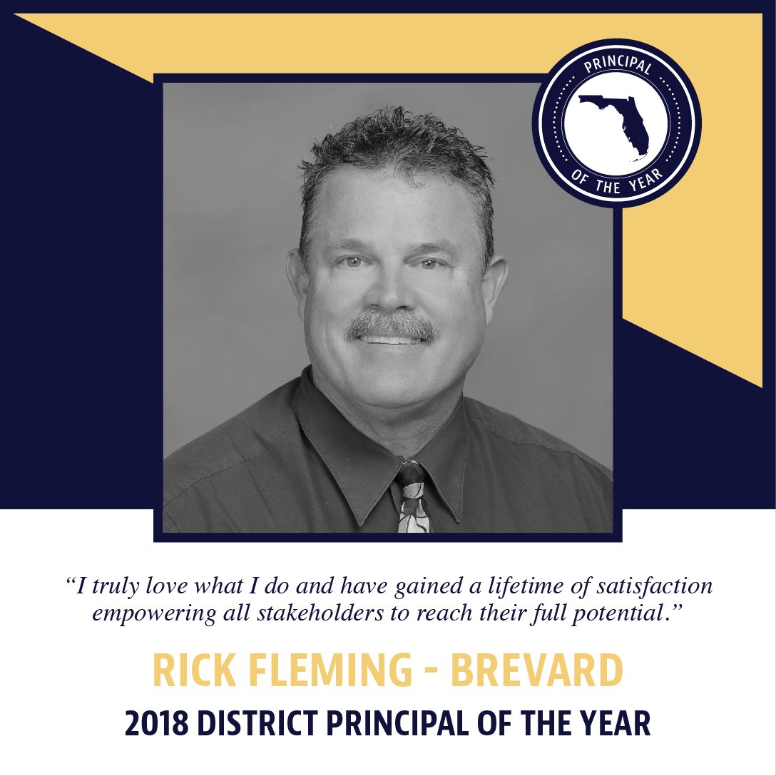 EducationFL's tweet photo. Congratulations to @BrevardSchools' 2018 Principal of the Year Rick Fleming @Rick74626462 and 2018 Assistant Principal of the Year Candace Jones @CandaceJonesBre!! 🎉😁#FLSchoolLeaders18 #FLedu https://t.co/vrNzqtQb8e