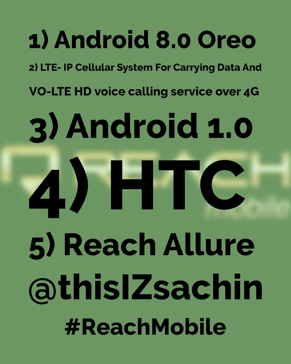 thisIZsachin's tweet photo. @MyReachMobile 1) Android 8.0 Oreo ✔
2) LTE- IP Cellular System For Carrying Data And
VO-LTE HD voice calling service over 4G ✔
3) Android 1.0 ✔
4) HTC ✔
5) Reach Allure ✔
@MyReachMobile ❤
#ReachMobile 🌟
Join Guys🙌
@Nidhi74286111
@Stubborn44708
@sahni4242 https://t.co/Yugto4rpp3