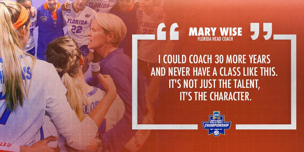 NCAAVolleyball's tweet photo. .@GatorsVB Coach Mary Wise knows she has something special here. #NCAAVB https://t.co/16EdQlWbu9