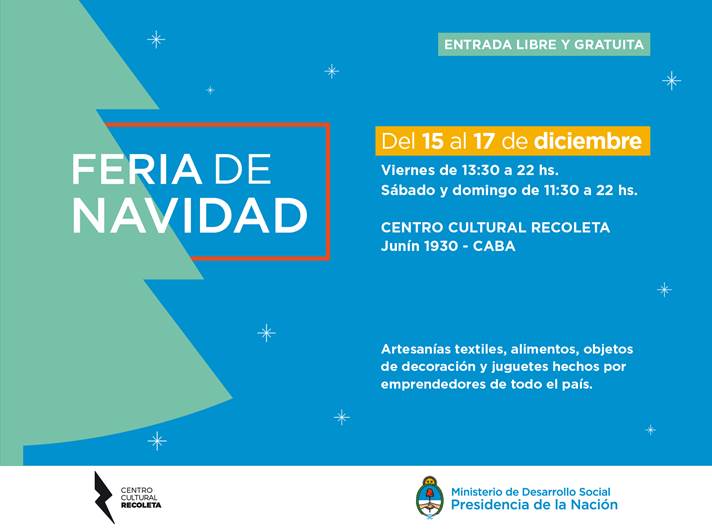 FatiOc's tweet photo. Este fin de semana - Feria de Emprendedores en el #CCR- Productos autóctonos de todas las provincias! #compresocial #navidad @MDSNacion @MatiasKelly @nicolasmeyer82 https://t.co/5Nku15eWhV