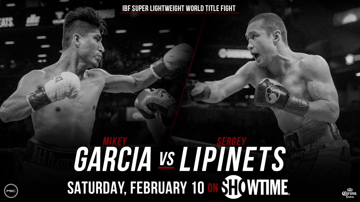 🚨 JUST ANNOUNCED 🚨: Three-time World Champ <a href="/mikeygarcia/">Team Mikey Garcia</a> faces unbeaten 140-pound titleholder @unionsamurai Feb. 10 from <a href="/Alamodome/">Alamodome</a> in San Antonio. WATCH live on @ShowtimeBoxing. #GarciaLipinets

📰: pbcham.ps/Garcia-Lipinet…
ℹ️: pbcham.ps/FightNight2-10…