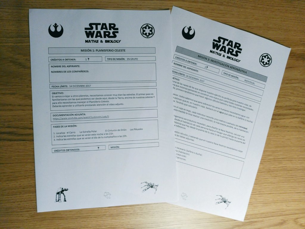 lauraymates's tweet photo. Comienzan las #Misiones de #StarWars #Maths &amp; #Biology para acumular #Créditos. Y tú, eres del #Imperio o de la #Alianza? @gredossandiego @gamificatuaula https://t.co/MYvIFFZgZK