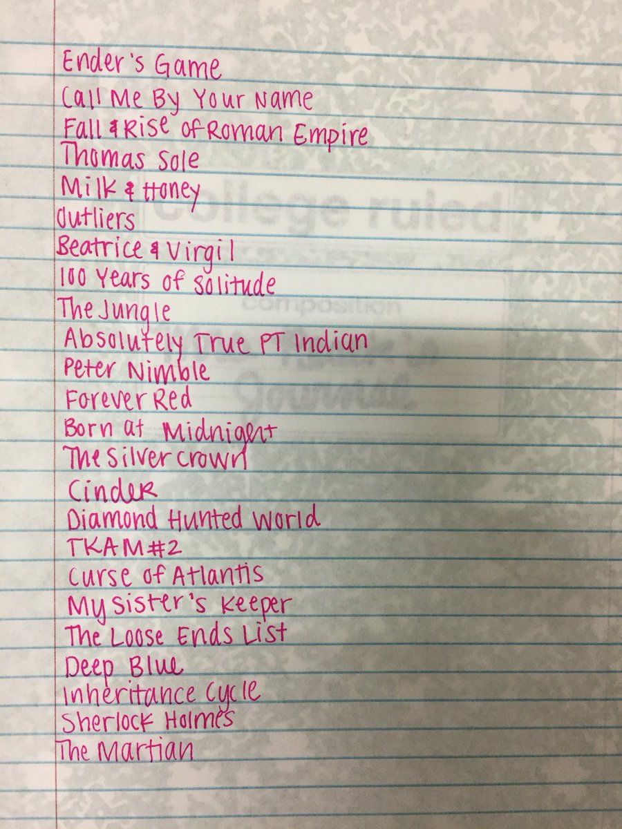 mepesek's tweet image. Per @CarolJago ‘s suggestion, I asked my students what I should read over the break. Their answers did not disappoint!
#mrspesekteaches #mrspeseklistens #mrspesekreads