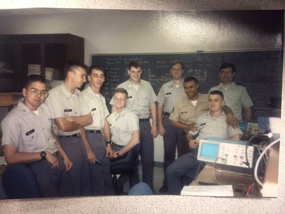 kbriankelley's tweet photo. Don't have a good one from HS, but from junior year of college. Citadel '95 physics majors. Far left. #sqlhspics https://t.co/3mCLWDaNNP