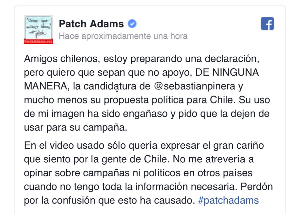 KarolCariola's tweet photo. Jajajajajaj 🤣🤣🤣 lo que hace la desesperación.... Alejandro @guillier suma y suma nuevos apoyos a su candidatura y @sebastianpinera tiene que inventarlos como el de #PatchAdams #PiñeraDesesperado #PiñeraMiente https://t.co/r6QfH19OLR
