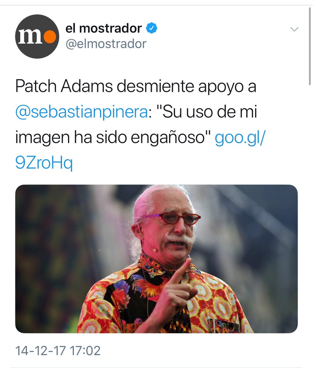 KarolCariola's tweet photo. Jajajajajaj 🤣🤣🤣 lo que hace la desesperación.... Alejandro @guillier suma y suma nuevos apoyos a su candidatura y @sebastianpinera tiene que inventarlos como el de #PatchAdams #PiñeraDesesperado #PiñeraMiente https://t.co/r6QfH19OLR