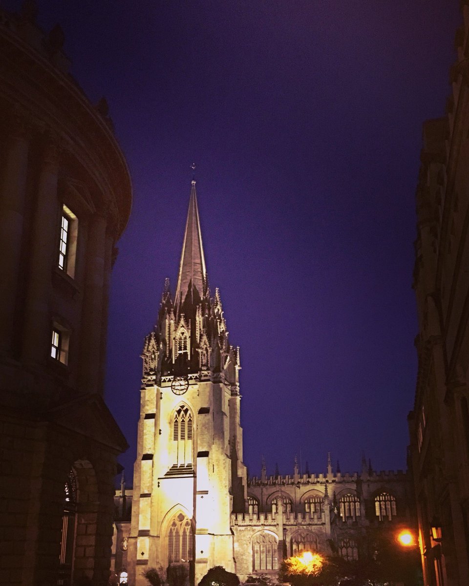 Take a walk with us to the Post Office? The sky was midnight blue even though it was only 4pm #HolywellStreet #SheldonianTheatre #RadcliffeSquare #UniversityChurch #Oxford