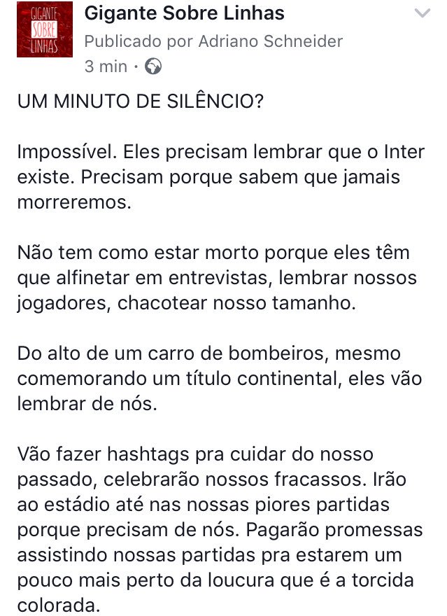 gigsobrelinhas's tweet photo. “Gigantes não morrem. E não importa o silêncio que façamos, de Yokohama a Lucas do Rio Verde, só existe uma certeza: eles vivem de Inter.” https://t.co/Qjp2nvfkcL
