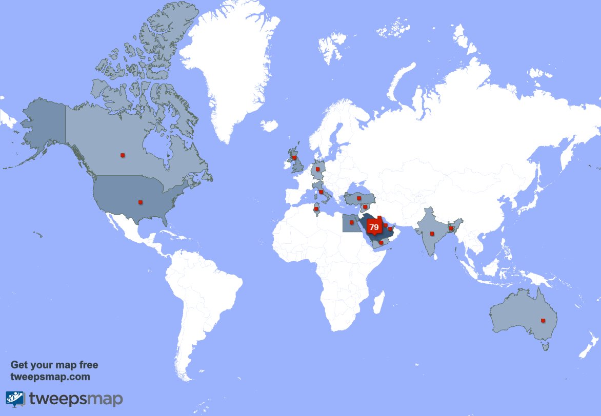 sa_rahk's tweet photo. My followers are in Saudi Arabia(78%), Kuwait(5%) Get your free map https://t.co/sfZ4k5tJPx https://t.co/9AWBRpTTTp
