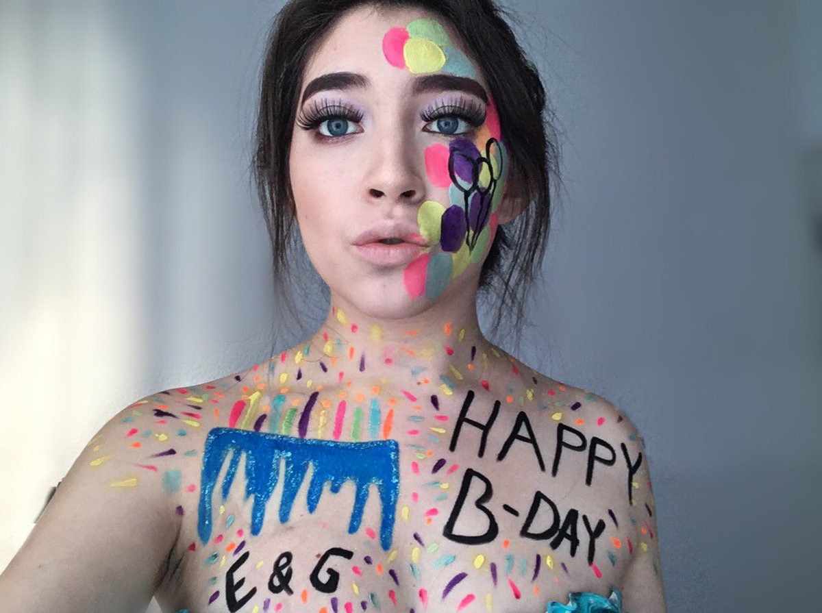 somedstuff's tweet photo. I made this birthday makeup like a present for the two guys that make me laugh every single Tuesday. 

So HAPPY early BIRTHDAY ETHAN AND GRAYSON 
I love you guys 💙
@EthanDolan @GraysonDolan https://t.co/00LwAKkeIo
