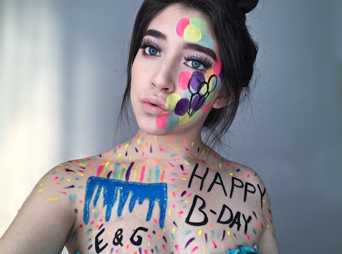 somedstuff's tweet photo. I made this birthday makeup like a present for the two guys that make me laugh every single Tuesday. 

So HAPPY early BIRTHDAY ETHAN AND GRAYSON 
I love you guys 💙
@EthanDolan @GraysonDolan https://t.co/00LwAKkeIo