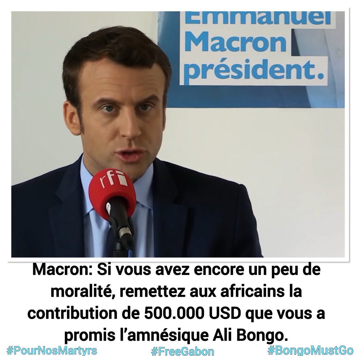 BrunoCacique's tweet photo. #Gabon #OnePlanelSummit # MacronRendAuPeupleGabonaisLes500000USD
# Ali Bongo est un handicapé mental au niveau juridique , son don est nul et sans valeur sans l'approbation du peuple.
@humanite_fr @libe @RFIAfrique @ReutersAfrica @AFP @lemondefr @AfriqueAsie @TV5MondeAfrique @rfi https://t.co/3cKfvTCdFC