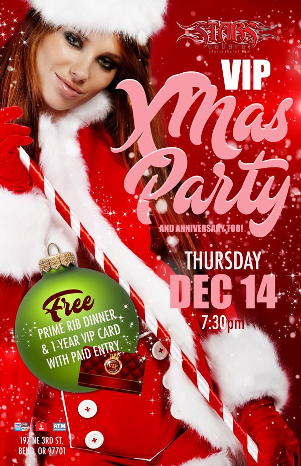 StarsInBend's tweet photo. Join us tonight from our Annual Christmas &amp; Anniversary party! Get a prime rib dinner a 1 year VIP card free with paid entry! Happy Holidays! #starscabaret #bend #oregon #happyholidays https://t.co/SnNL63n7cn