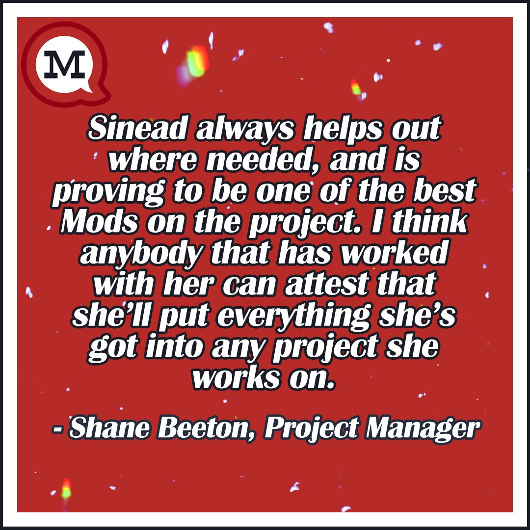 modsquad's tweet photo. On this, the THIRD night of #8NightsofAwesome, we are excited to introduce you to Sinead Harkin! Project Manager, Shane Beeton, was more than happy to share how this superstar-Mod always goes above and beyond expectations. https://t.co/wKNaNtqVx0