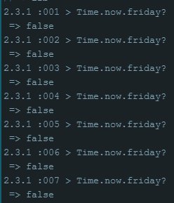akadel01's tweet photo. Came across a handy method in Ruby's Time class for those with TGIF fever.

I love uncovering gems (pun intended) like this while doing lessons. Thanks @FlatironSchool. https://t.co/vdYG2nZwnA