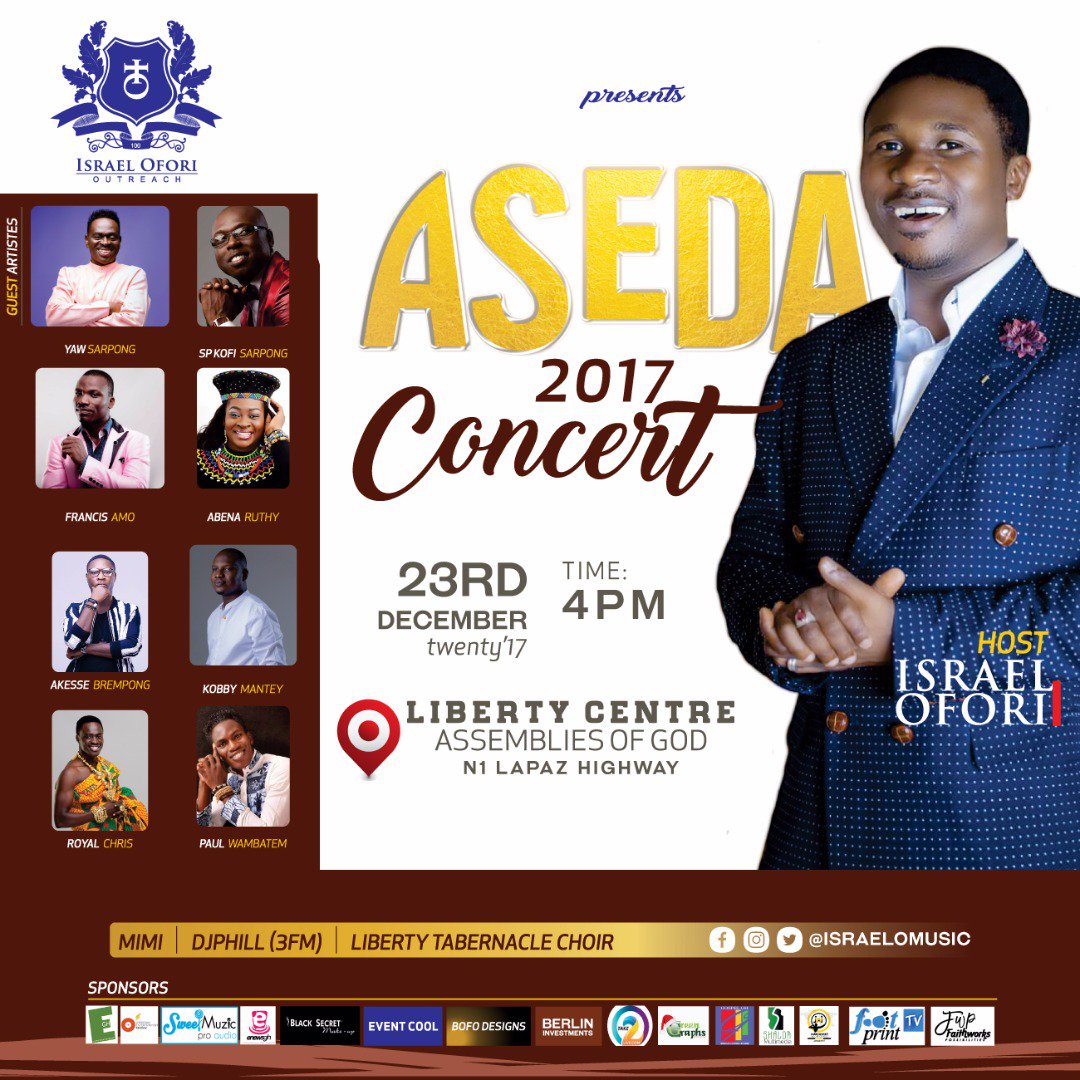 IsraelOMusic's tweet photo. Israel Ofori Outreach
Presents
"ASEDA CONCERT 2017" with Isreal Ofori & Friends
Happening on the 23rd of December, 2017
at the LIBERTY CENTRE (Assemblies of God, N1 Lapaz Highway) at 4PM
#Aseda2017
#IsraelOMusic
#ShalomMultimedia
What Are You Thankful to God for? https://t.co/dpD4hVnLVD