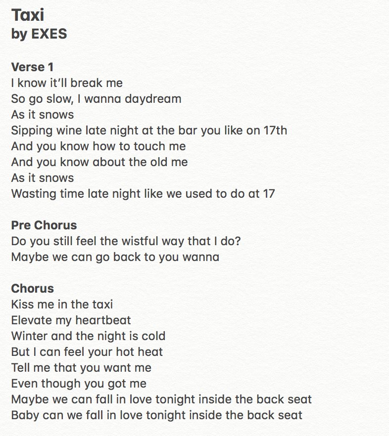 Exes Updates On Twitter Taxi Lyrics exes updates on twitter taxi lyrics