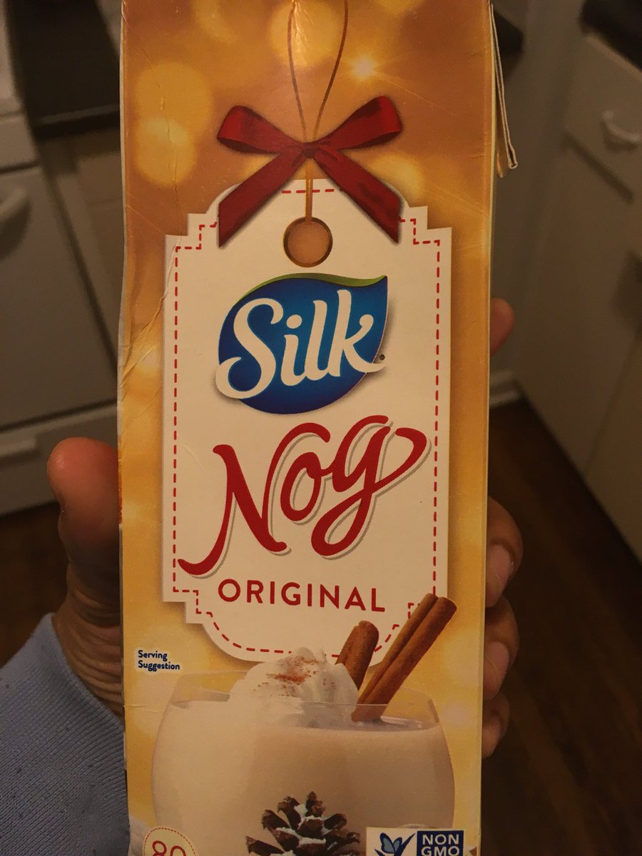 THATGURLJENN's tweet photo. This doesn’t have eggs in it. It’s not thick and rich or creamy. It’s every bit of the flavor though. So if old school nog made you choke with that thick consistency and texture. TRY👏🏽THIS👏🏽BOO!! Yummers #silknog #silkbrand #silkbeverages #sosilky https://t.co/Op5Bc7t7eH