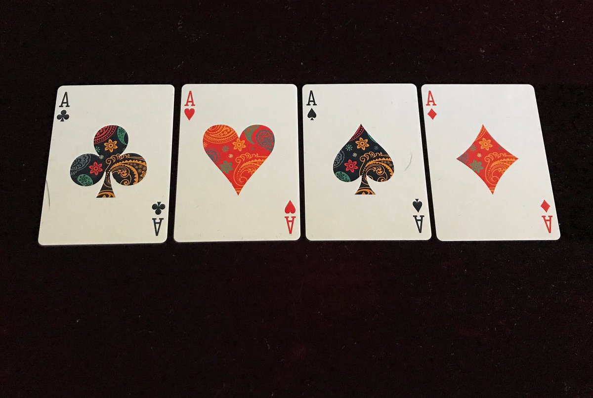 52CardJutsu's tweet photo. The Dapper Deck’s four aces.
#MarkedDeck
#CardTricks #Closeupmagic #SleightOfHand #MagicTricks https://t.co/CvGXuOziXy