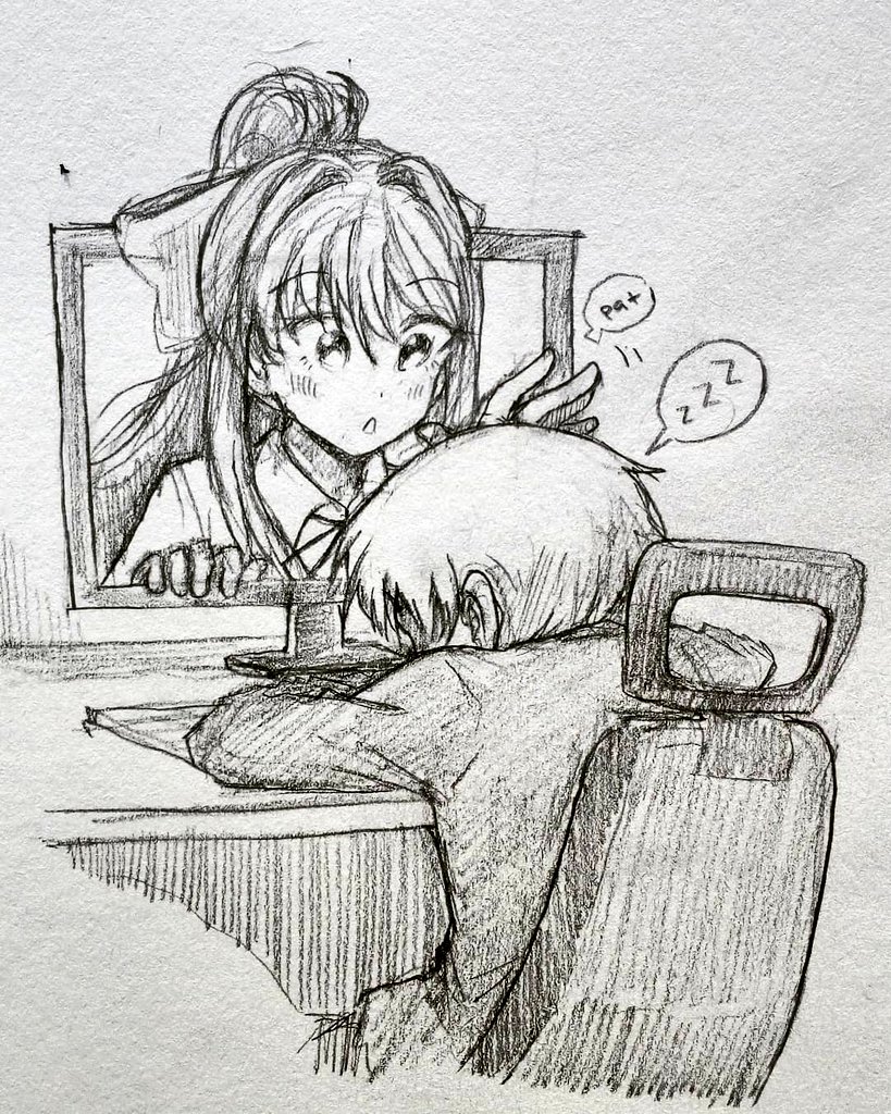 I imagine Monika secretly pats you if you sleep in front of your pc... :0 @lilmonix3 