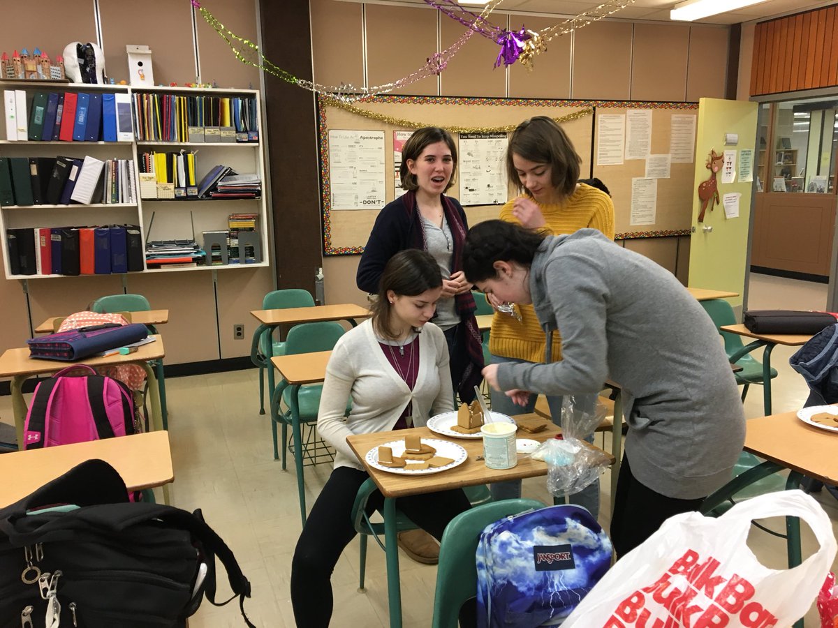 deneerep's tweet photo. CAP 10D making gingerbread houses! Tomorrow the decorating competition begins!! @RegPublicSchool @campbelltartans #capbabies #Grad2020 #CAP10D https://t.co/PuByQ4IbAo