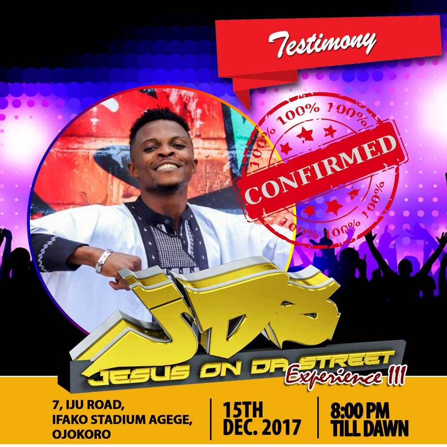 jesusondastreet's tweet photo. Jesus On da Street (#JDS) Experience III, is the BIGGEST Gospel Musical Carnival Holding in Lagos tomorrow FRIDAY 15, DEC. 2017.
VENUE: The Main Bowl of Ifako Stadium, Lagos
Don't miss this for anything
#8pm-dawn
#2morrow
#disfriday
#Jesusondastreetexperience
#ifakostadium
#JDS https://t.co/xvqgSOJp1Y