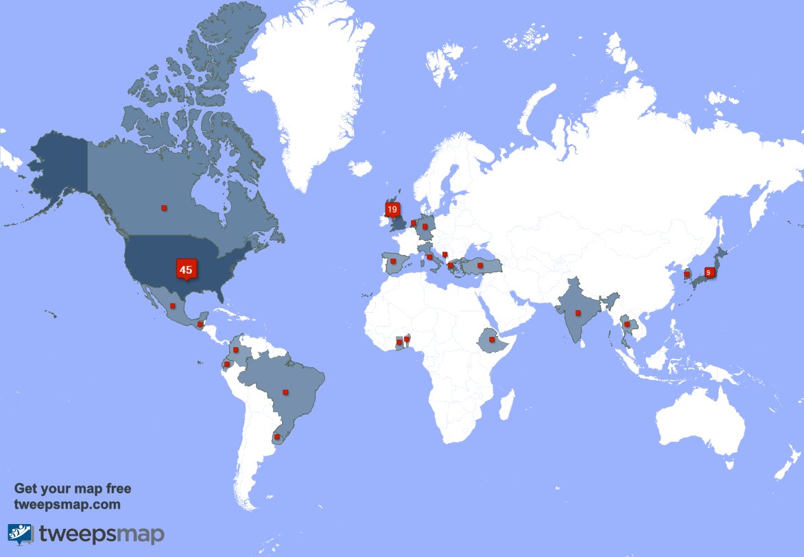 DevilMarionette's tweet photo. My followers live in USA (45%), UK.(19%)... Get your free map: https://t.co/Pts1D2fHCH https://t.co/ov4iOxHNI7