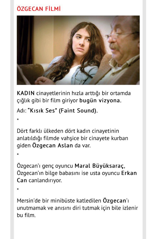 faintsoun2015's tweet photo. Işığın hiç sönmesin Maral 💫 @maralbuyuksrc 🙏🏻 @ahmethc Ahmet Hakan  bugün Hürriyet gazetesinde Faint Sound filmini yazdı.Sinemanın unutulmaz yapıtlarından biri olacak.Hadi sinemaya.. https://t.co/K0k7opvnr7