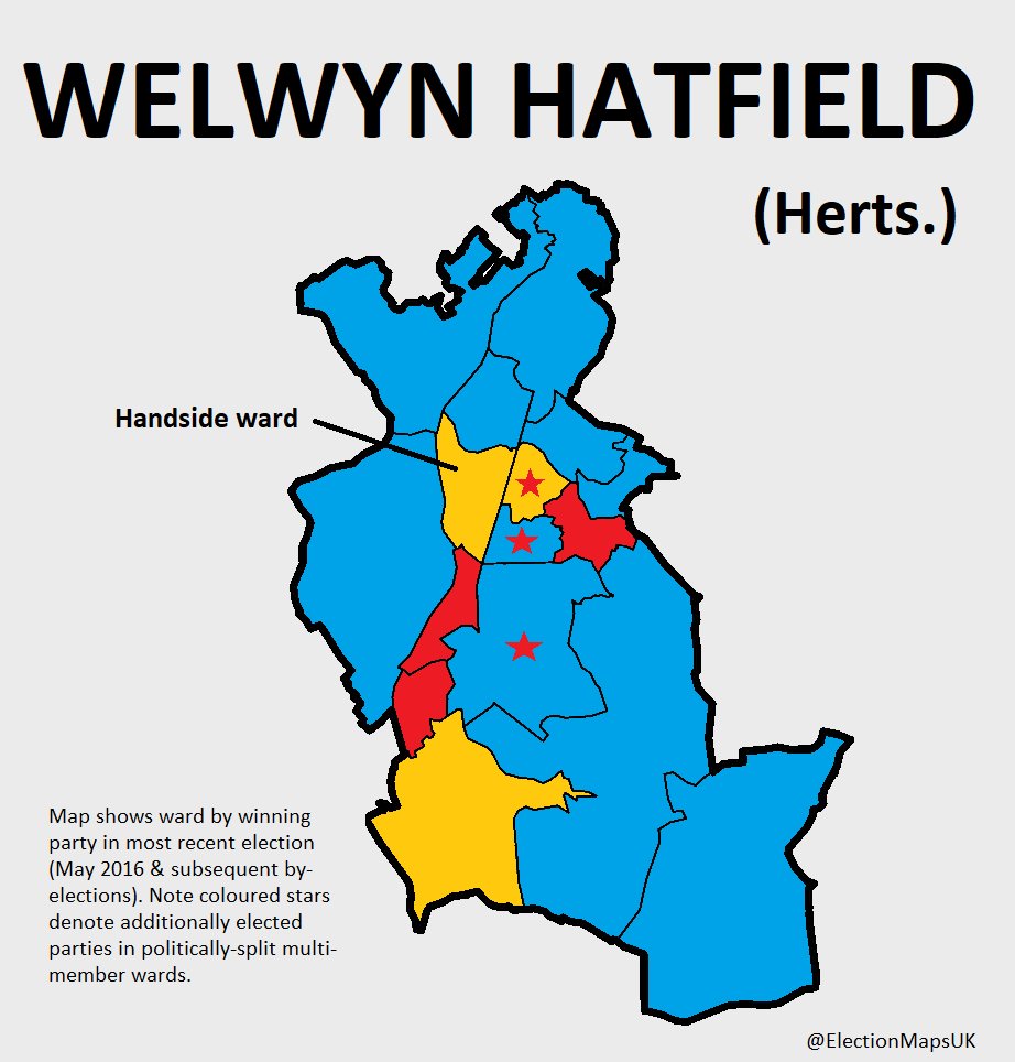 ElectionMapsUK's tweet photo. Lib Dems HOLD #Handside ward on #Welwyn #Hatfield council. They were defending in a multi-member ward which the Conservatives had topped previously. Lib Dem share up at expense of all other parties. https://t.co/jSXHhqn9hn