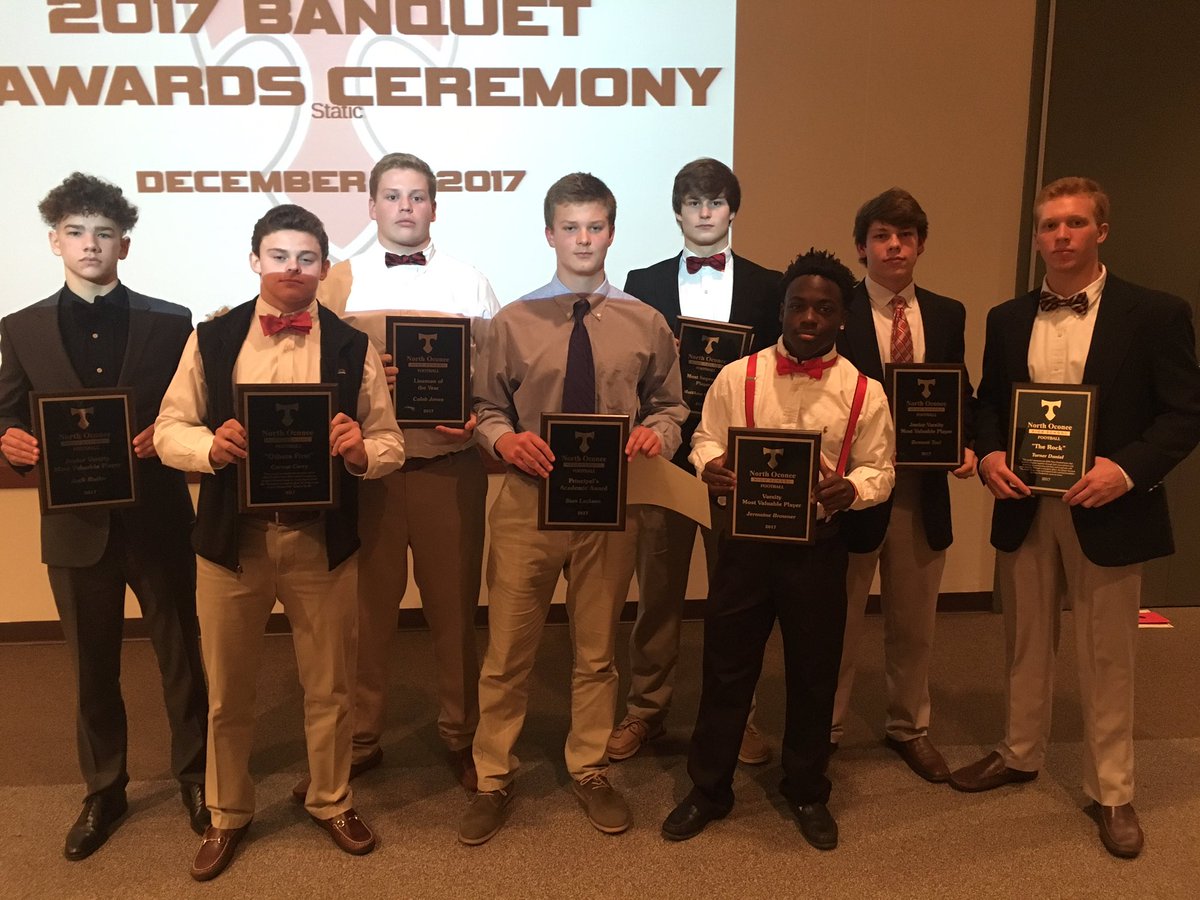NOHSFootball's tweet photo. Congrats to our 2017 Award Winner: 
MVP- @BrownerJermaine 
JV MVP- Bennett Toci &amp; Jack Butler
The Rock - @turner4daniel 
Lineman of Year- @Caleb_Jones_67 
Most Improve- @matthew_conley1 Academic Award- Stan Lacksen
Others First- @Carson_Curry83 https://t.co/OBRW78p9HC