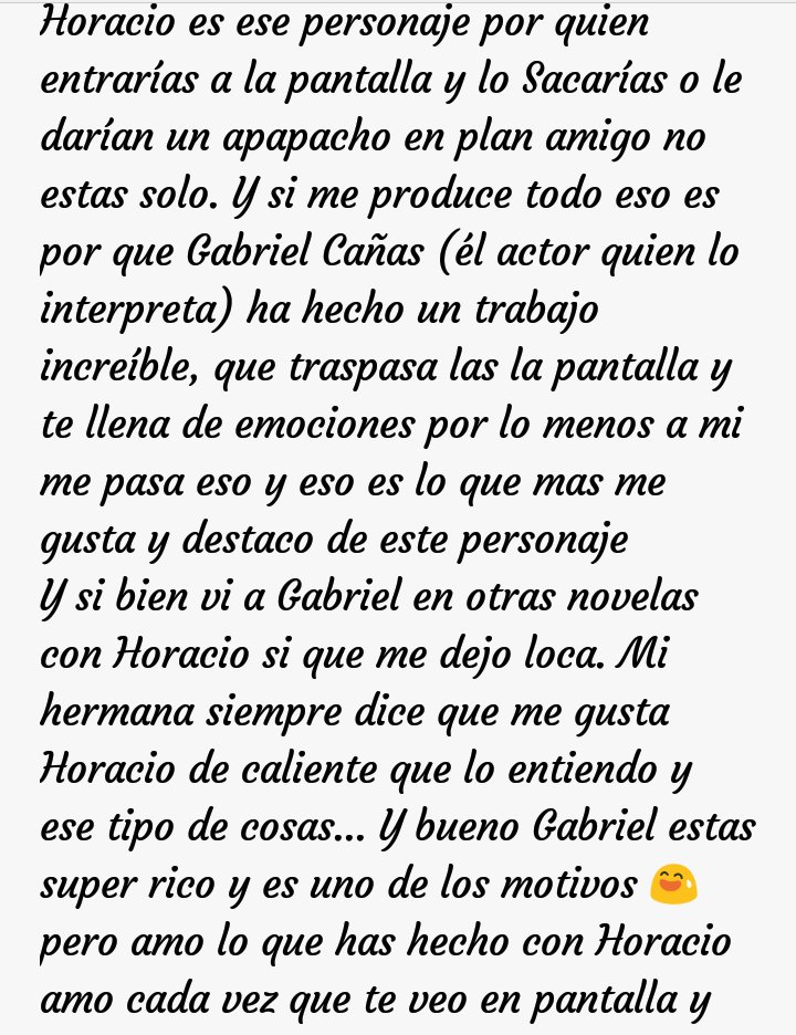 LaDeLosZorritos's tweet photo. Y Bueno es extenso pero estas son las razones por las cuales a mi me gusta tanto Horacio y porque destaco y defiendo a @gabrielcanasg 
No me cansare de decirlo eres él mejor y verte actuar en vivo seria un sueño 
#LaGranRevelacion #Pnp https://t.co/EtLXH8JX9T